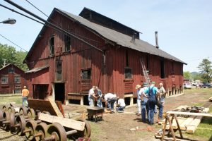 The building righted and volunteer work commencing, May 2012