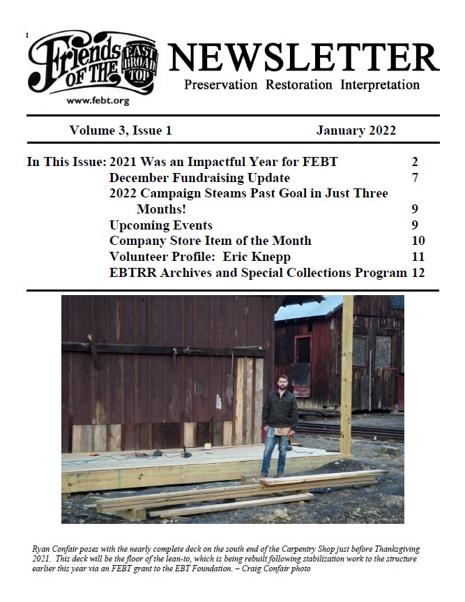 FEBT Newsletter - January 2022 Cover