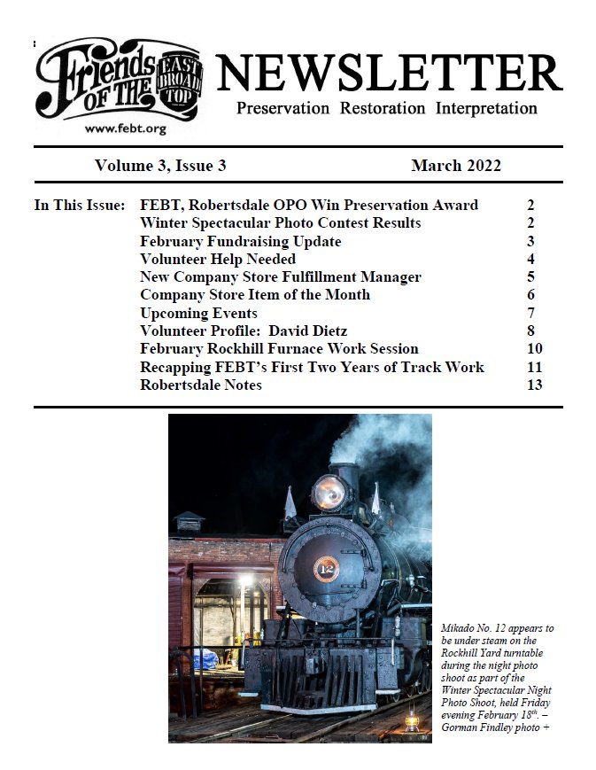 FEBT Newsletter - March 2022 Cover
