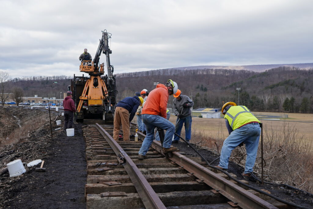 March to Saltillo track rebuilding near the Southern Huntingdon County High School. – Al Gallo photo.